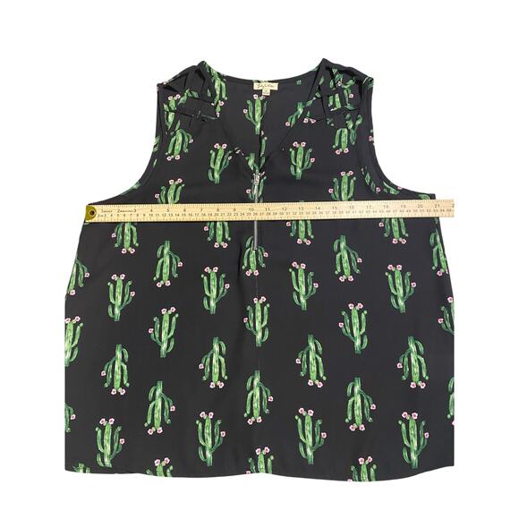 Lily White Women’s Sleeveless Cactus Print Top Size M – Black Green Pink - Picture 6 of 6